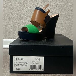 Stylish Green and Brown Wedge Sandals